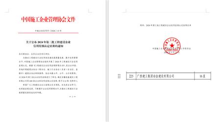 16星！冶建公司履約能力和信用表現(xiàn)良好